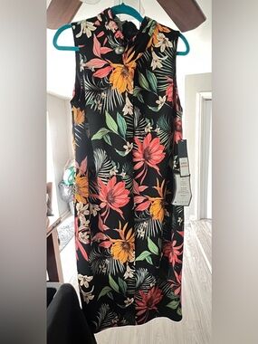 RACHEL Rachel Roy Black Tropical Floral Sleeveless Dress
